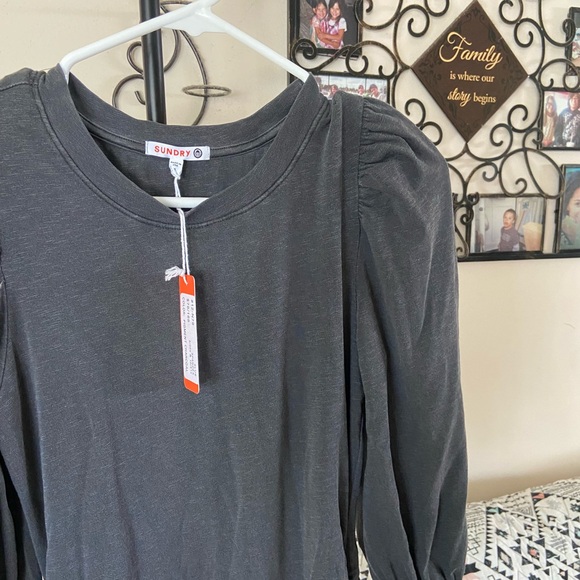 NWT Sundry Slub Mini Dress Size 1 (Small) Pigment Charcoal Gray - Picture 7 of 9